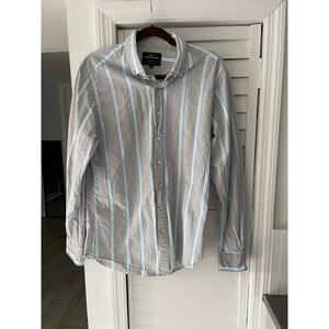 Rodd & Gunn Mens Med Striped  Button Down Shirt Grey Blue Woven In Italy